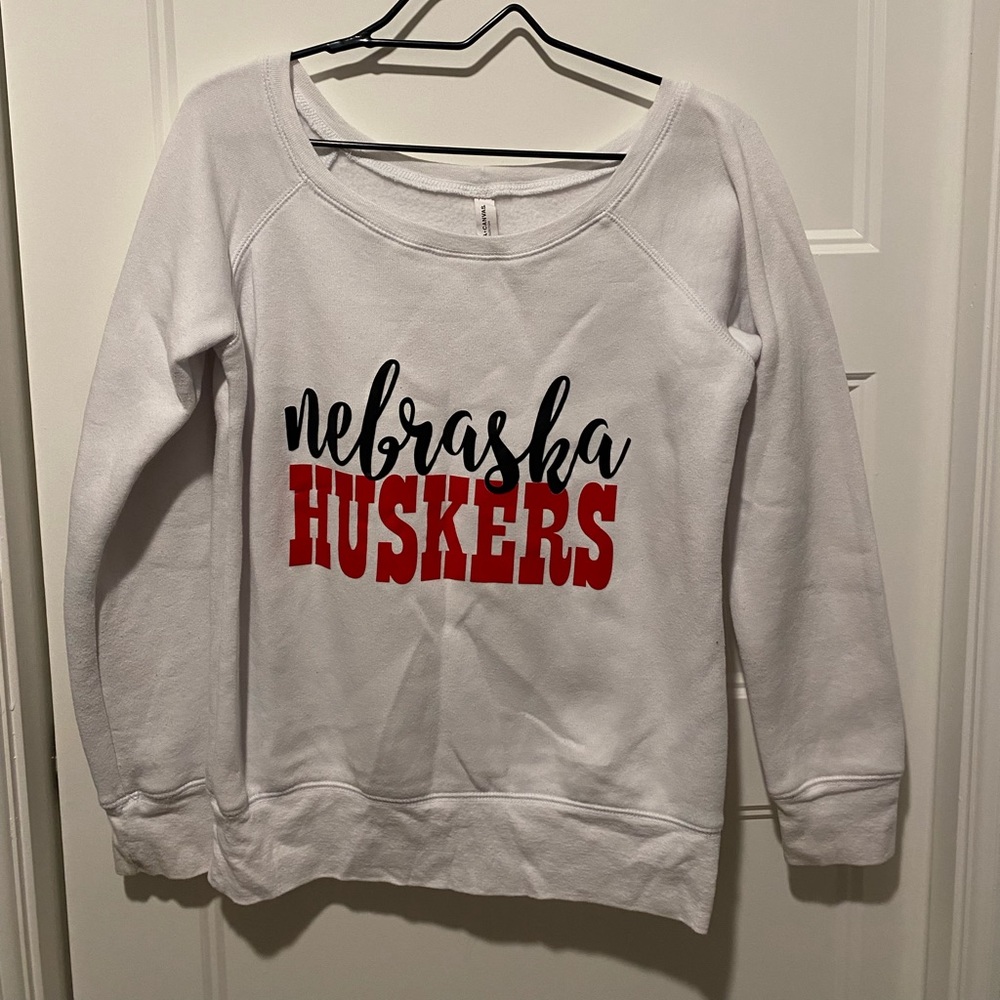Bella + Canvas off the shoulder Husker crewneck,Size: M, brand new, Color: white